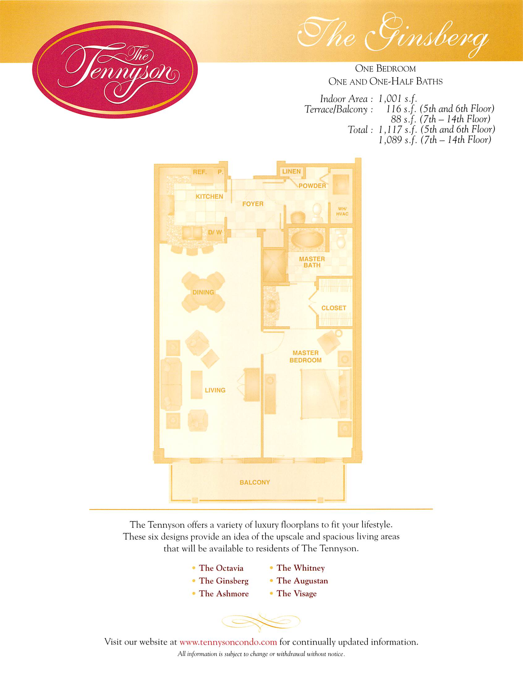 Floor Plans of Units The Tennyson, A Condominium